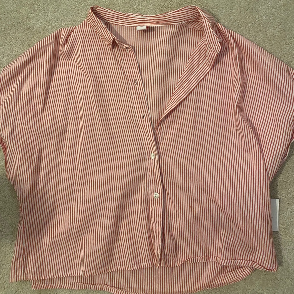 Red & White Stripe Button Down Shirt